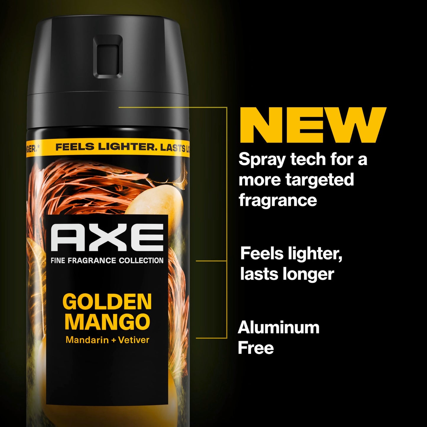 AXE Fine Fragrance Collection Body Spray Golden Mango 72 Hour Freshness Aluminum Free 2.9 oz Beauty and Personal Care AXE