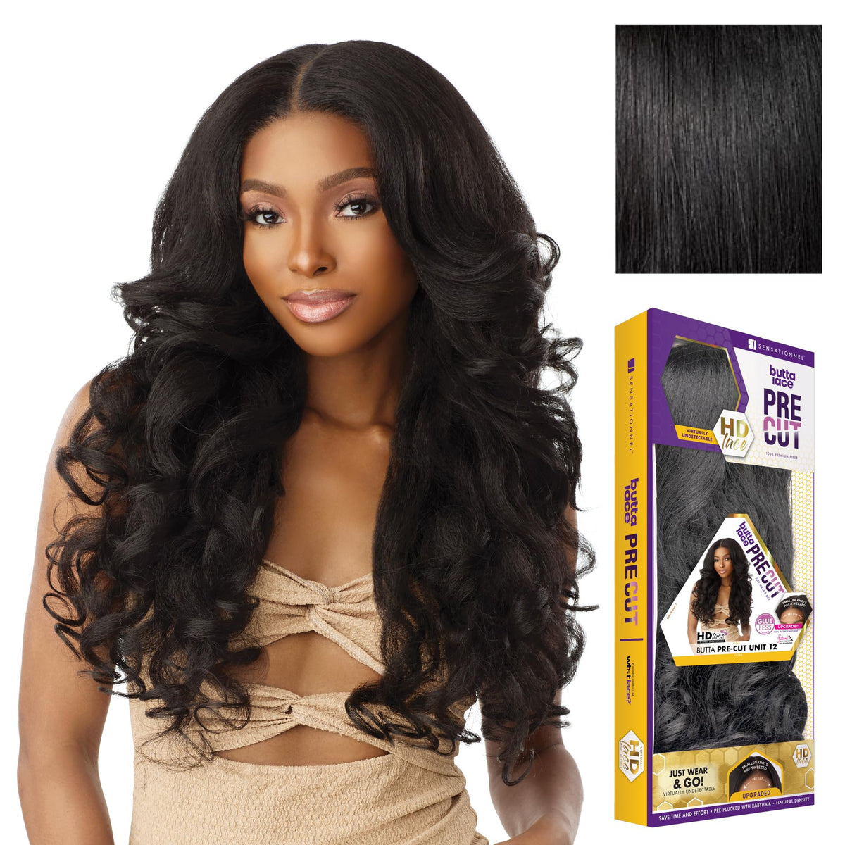Sensationnel Butta Lace Precut Wig-Unit 12, 1 JETBLACK