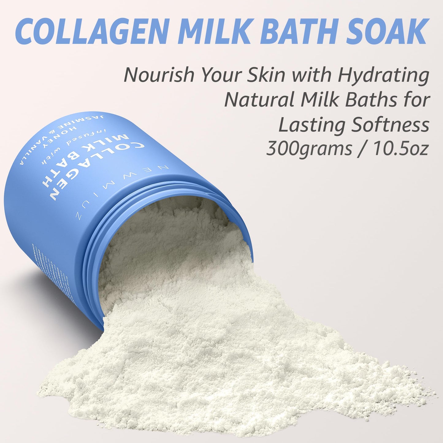 Creamy Coconut Collagen Milk Bath Soak Powder Moisturize & Soften Skin - Vanilla Jasmine Luxury Spa Bubble Bath Salt Mother's Birthday Christmas Beauty & Personal Care New Miuz