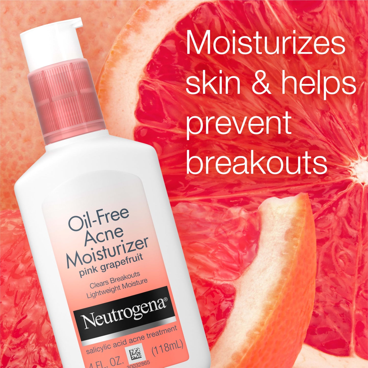 Neutrogena Oil Free Acne Moisturizer, .5% Salicylic Acid Acne Treatment, Pink Grapefruit Face Lotion for Breakouts, Non-Greasy & Non-Comedogenic, 4 Beauty & Personal Care Neutrogena