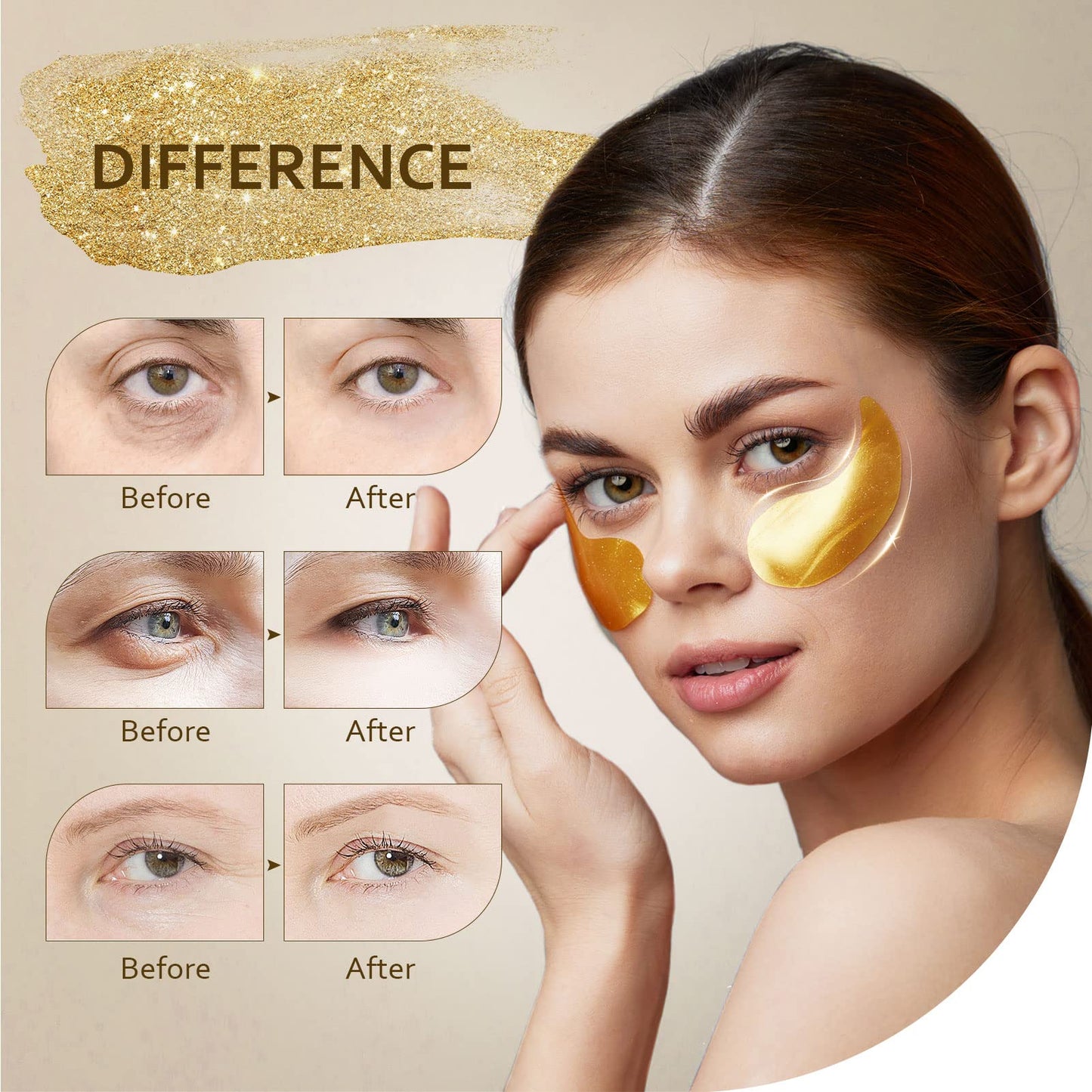 Taimand Under Eye Patches (30 Pairs), 24K Gold Under Eye Mask for Puffy Eyes, Dark Circles,Bags and Wrinkles with Collagen,Relieves Pressure Beauty & Personal Care Taimand
