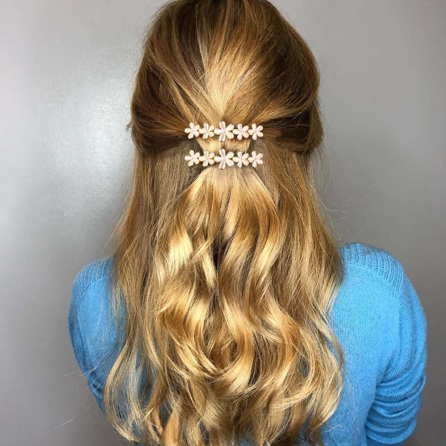 HINZIC 2 Pcs 2.64inch Flower Opal Hair Clips Gold Sparkly Wedding Barrettes Fancy Hair Pins Valentines Wedding Prom Engagement Birthday Decorative Beauty & Personal Care HINZIC