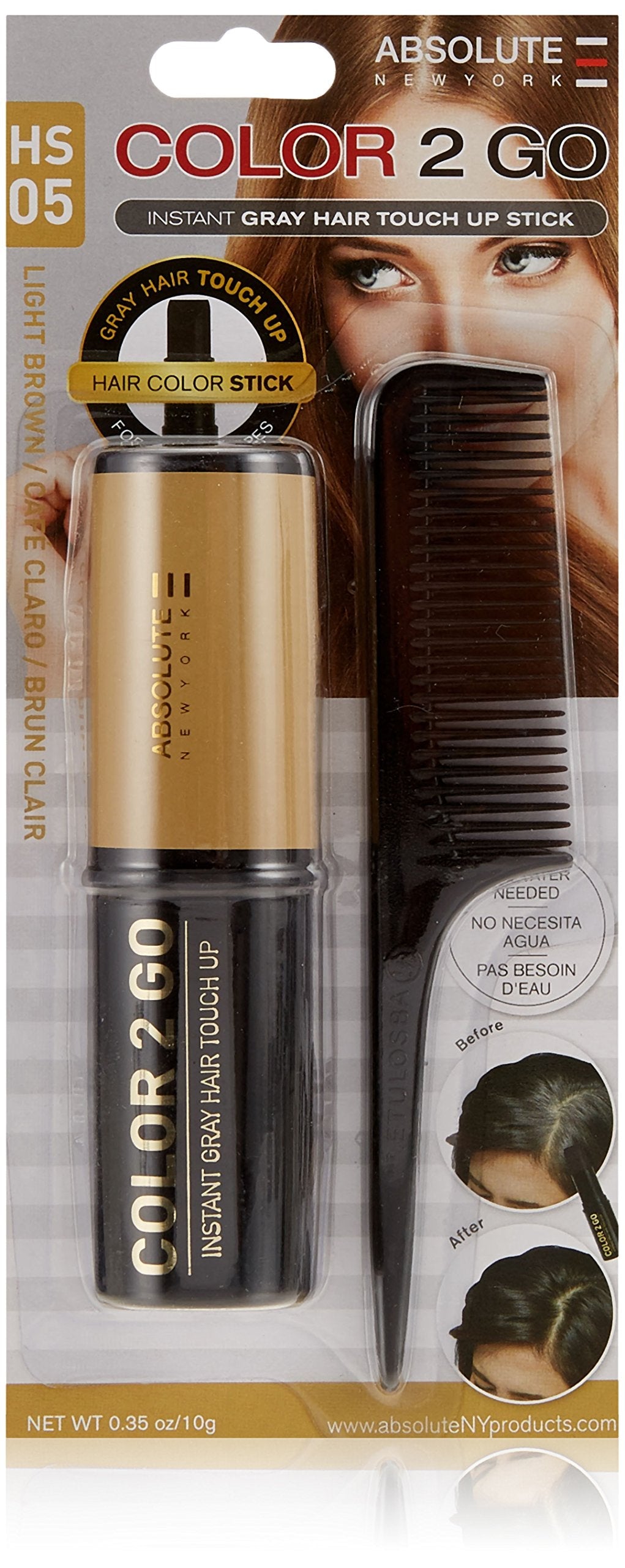 Nicka K Color 2 Go Instant Gray Hair Touch Up 0.53 Oz"Free Starry Lipgloss 10 Ml" (HS 05 Light Brown) Beauty & Personal Care NICKA K NEW YORK