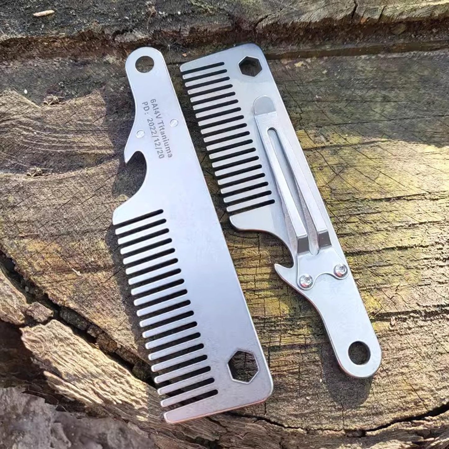 Titanium Comb EDC Mini Portable Hair Comb Multifunctional EDC Mustache Comb Beauty and Personal Care WANERSEN