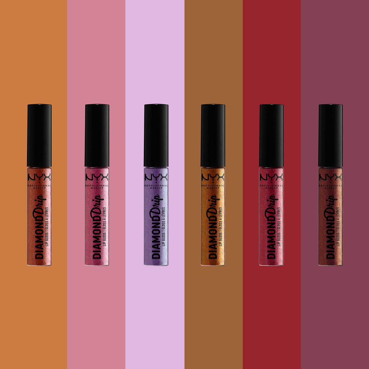 NYX PROFESSIONAL MAKEUP Diamond Drip Lip Gloss - Dressed To Kill, Sheer Plum Base With Gold Duo Chrome Glitter