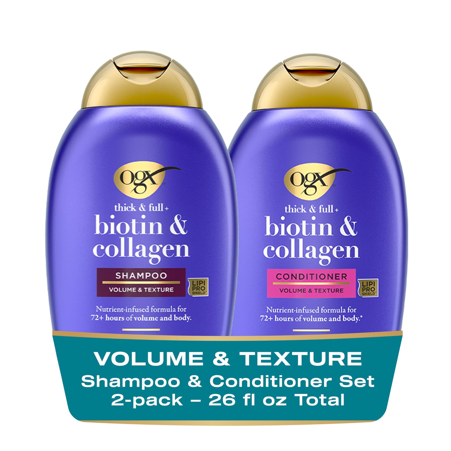 OGX Thick & Full + Biotin and Collagen for Hair Volume & Body, Sulfate Free Volumizing Shampoo & Conditioner Set for Fine & Thinning Hair Beauty & Personal Care OGX