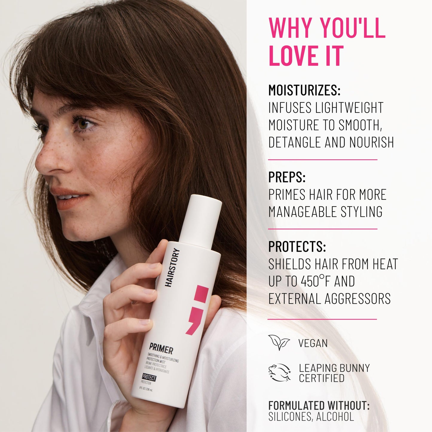 Hairstory Primer - Leave In Heat Protectant Spray for All Hair Types, UV Protection, Smoothing Detangler, Humidity Shield, Moisturizing Hair Mist, 8 Beauty & Personal Care Hairstory