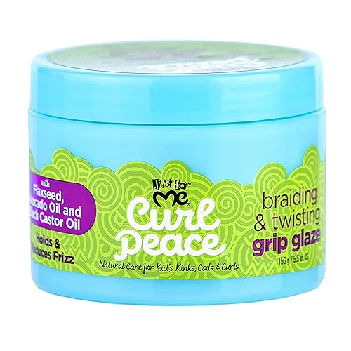 Just For Me Curl Peace Braiding & Twisting Grip Glaze - Holds & Reduces Frizz, Contains Flaxseed, Avocado Oil & Black Castor Oil, Nourishes Beauty & Personal Care Just For Me