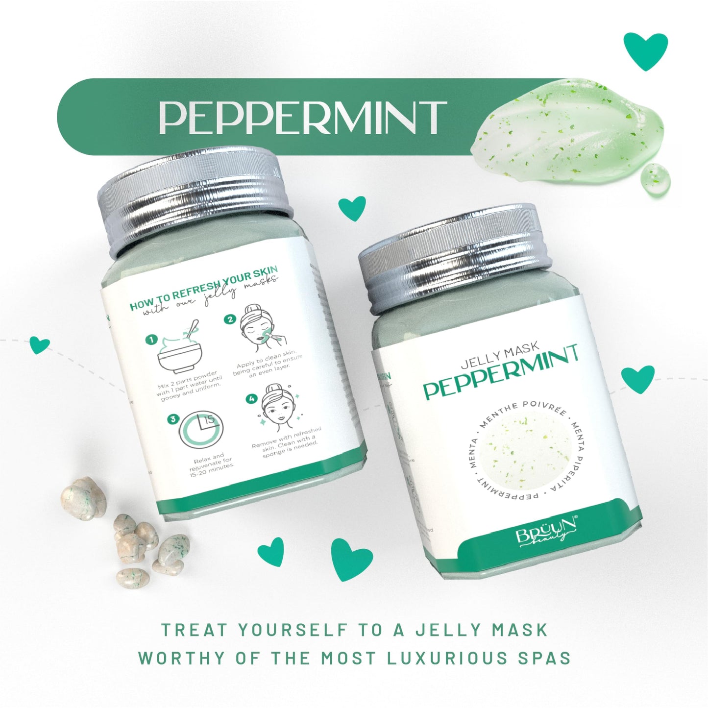 BRÜUN Peel-Off Peppermint Jelly Mask for Face Care - A 23 fl oz Rubber Mask Jar for 30 to 35 Treatments - A Skin Care Moisturizing Gel Mask of Spa Set Beauty & Personal Care BRÜUN