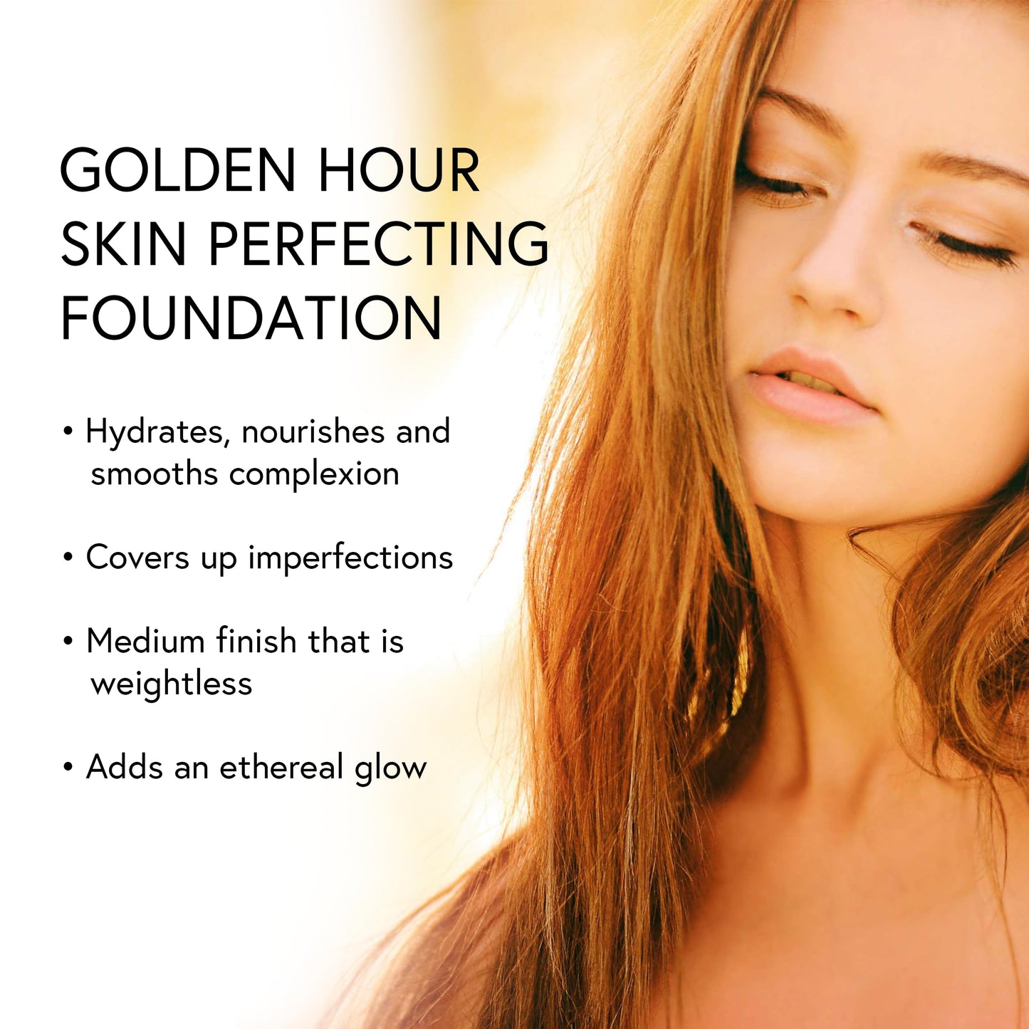Honeybee Gardens Golden Hour Foundation In Luminous, Lightly Warm Neutral, Skin-Perfecting, Luminous Finish, Vegan, 34.5ml Beauty & Personal Care Honeybee Gardens