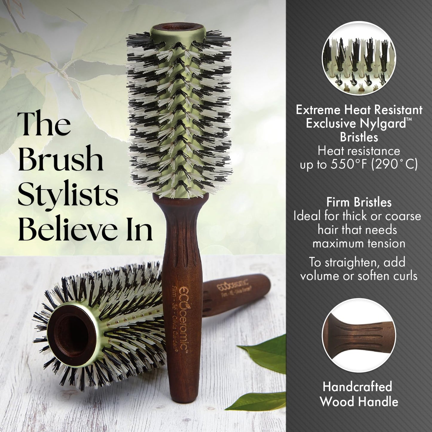 Olivia Garden Ecoceramic Firm Bristles Round Thermal Hair Brush (1 3/4") Beauty & Personal Care Olivia Garden