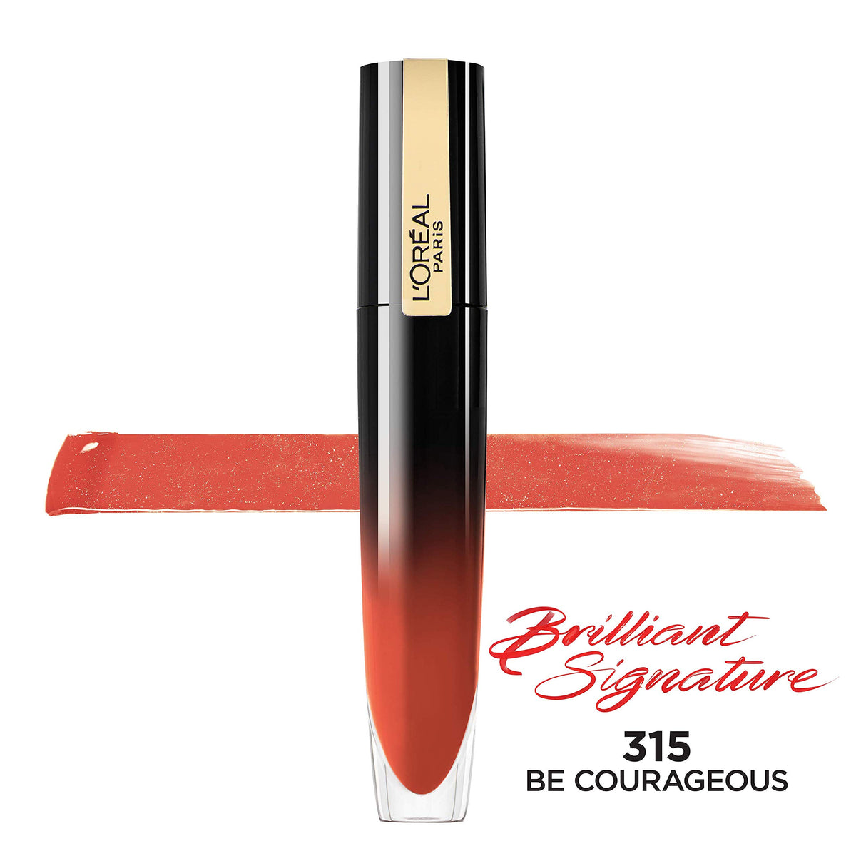 L'Oreal Paris Brilliant Signature Shiny Lip Stain Lipstick, Be Courageous 0.21 Fl Oz.