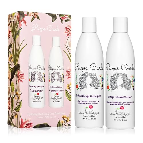 Rizos Curls Wash Day Bundle - Hydrating Shampoo & Deep Conditioner Set with Shea Butter for Every Curl Pattern 1a-4c - Gently Cleanses, Moisturizes Beauty & Personal Care Rizos Curls