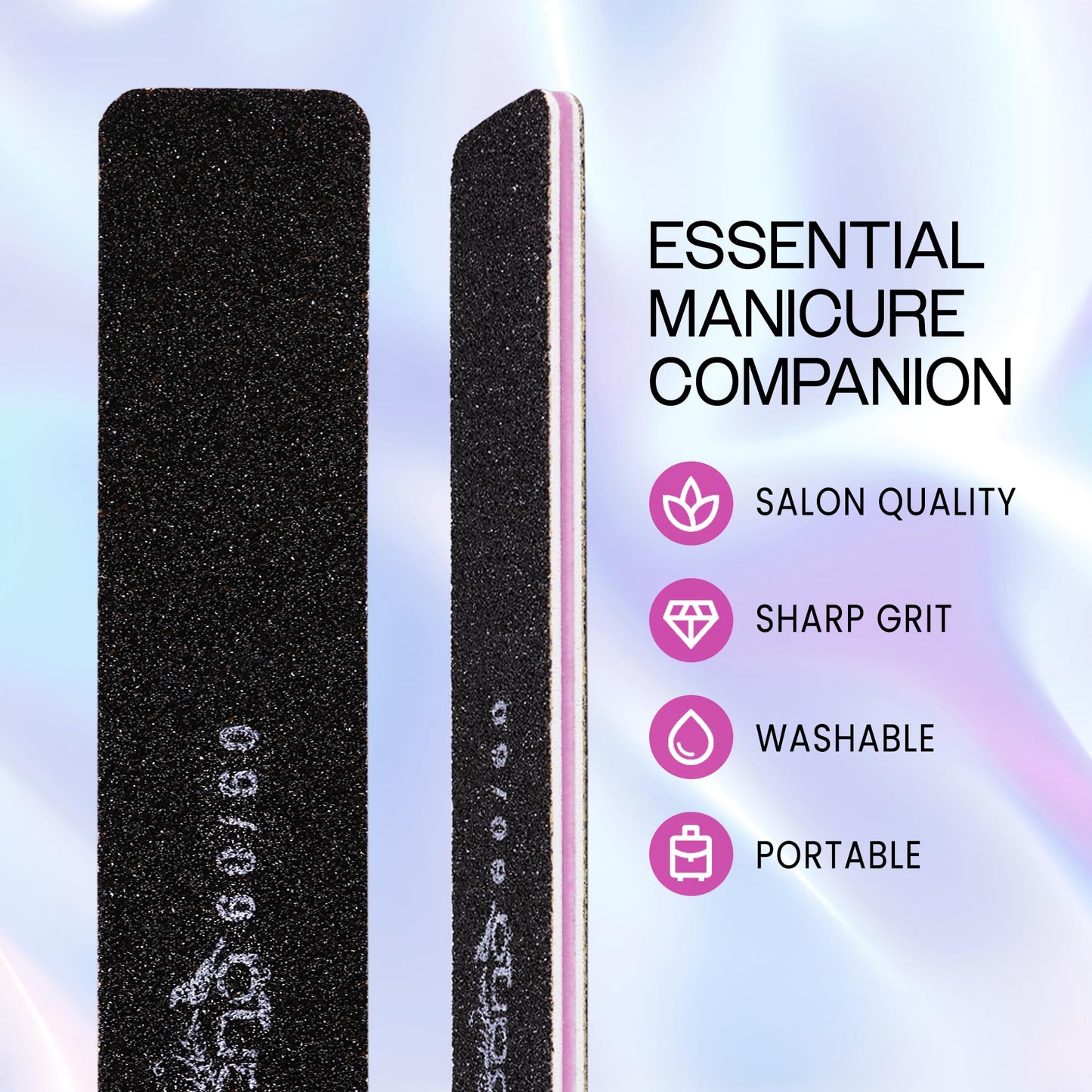 10pcs - PANA Jumbo Double-Sided Emery Nail File for Manicure, Pedicure, Natural, and Acrylic Nails - Black (Grit 60/60) Beauty & Personal Care PANA