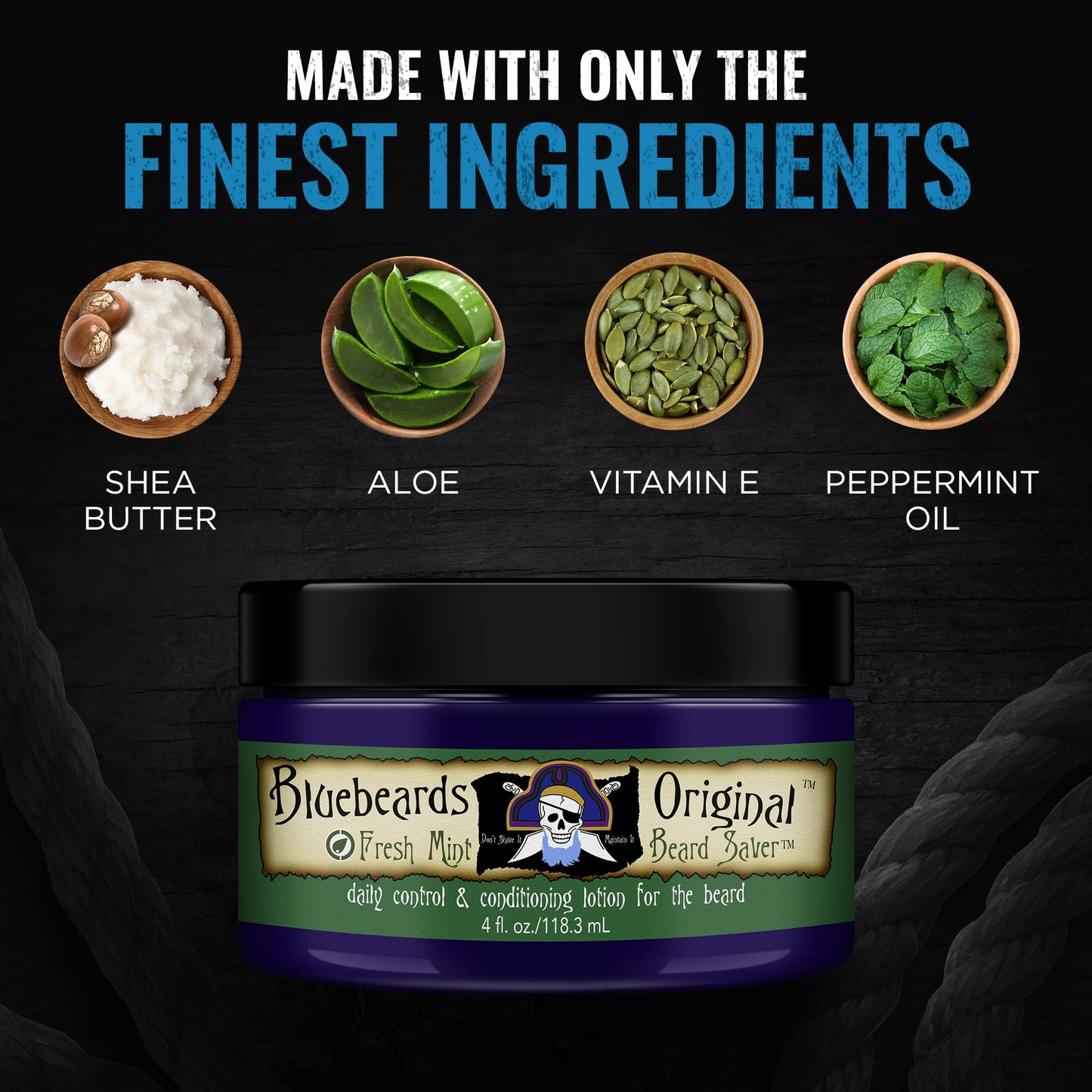 Bluebeards Original Beard Balm Leave-in Conditioner - 4 oz Fresh Mint Beard Saver Softener for Men with Aloe & Peppermint Oil Deeply Conditions Beauty & Personal Care Bluebeards Original