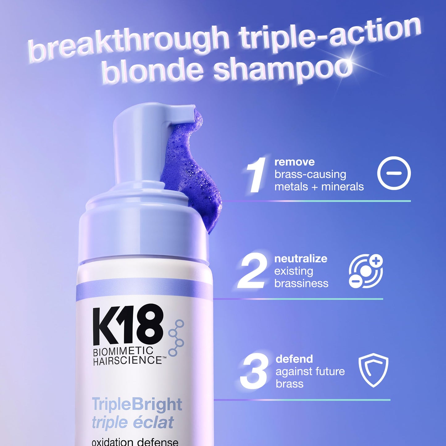 K18 TripleBright Oxidation Defense Purple Shampoo - Non-Staining Blonde Shampoo Removes + Helps Prevent Brass for Brighter, Longer-Lasting Blonde Beauty and Personal Care K18