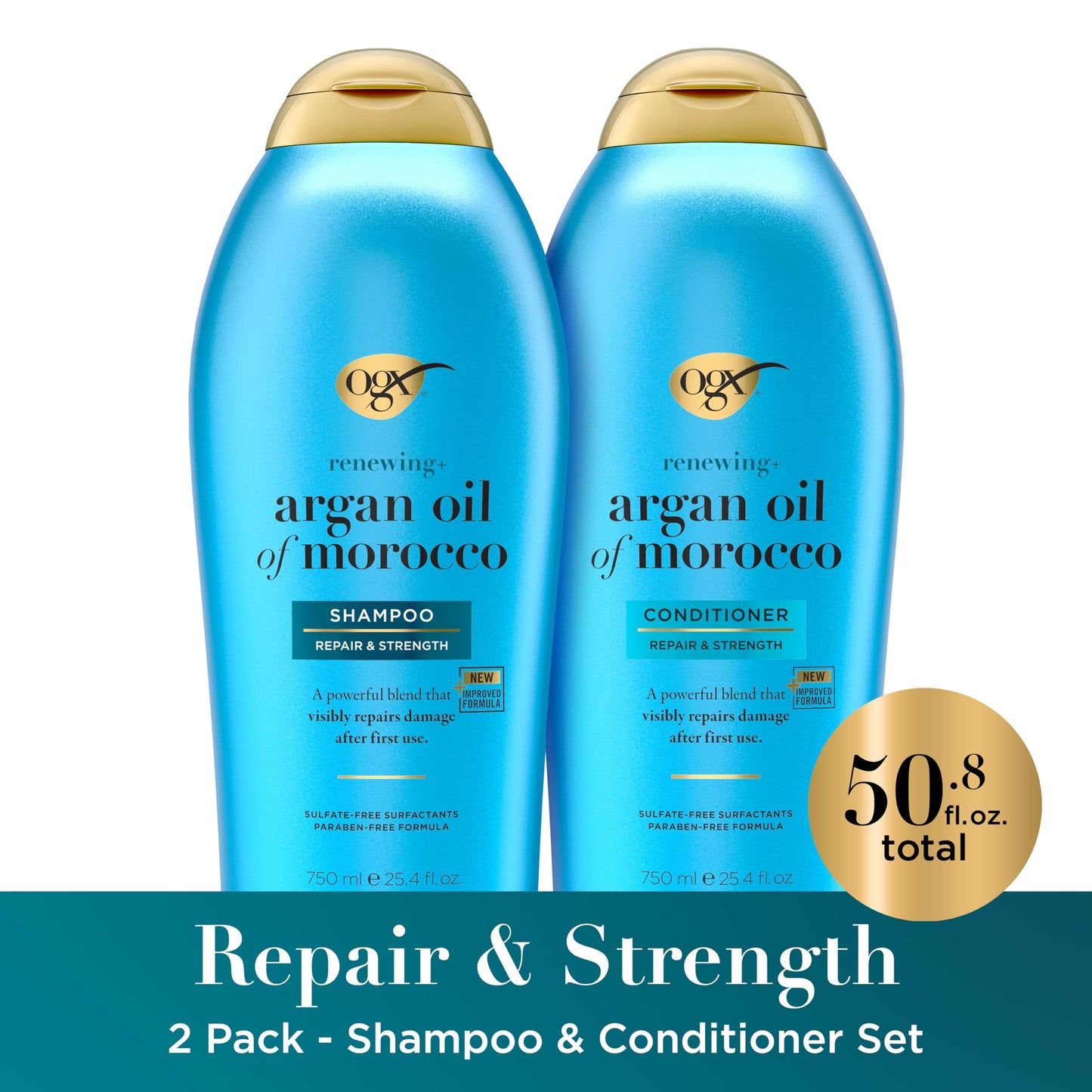 OGX Renewing + Argan Oil of Morocco Shampoo & Conditioner Set, Helps Strengthen & Repair Dry, Damaged Hair, Paraben-Free, Sulfate-Free Surfactants Beauty & Personal Care OGX