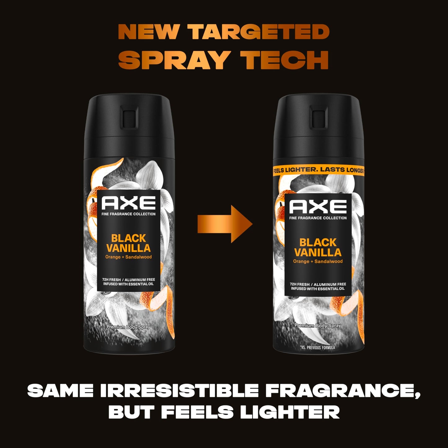 AXE Fine Fragrance Collection Body Spray Black Vanilla 72 Hour Freshness Aluminum Free 2.9 oz Beauty and Personal Care AXE