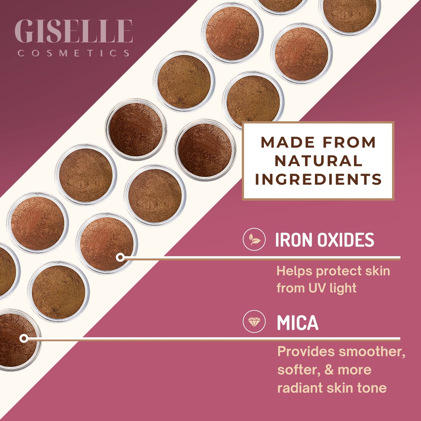 Giselle Cosmetics Selfish Bronzer: Organic Makeup Palette with Eyeshadow, Highlighter, Face Powder, Contour, Travel Size - Glow, Gold Digger, Dark Beauty & Personal Care Giselle Cosmetics