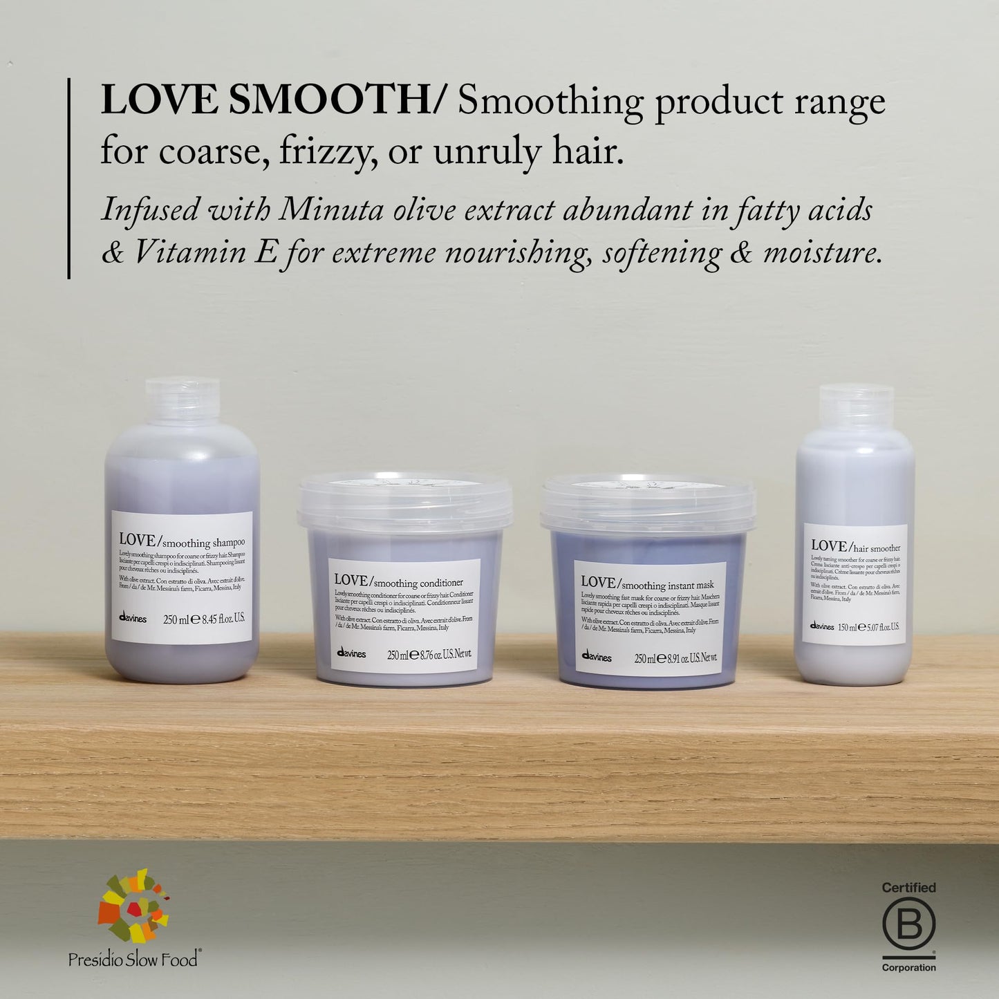 Davines LOVE Smoothing Conditioner, Taming Anti-Frizz Hydrating Action for Wavy, Unruly, Coarse Hair - Gives Controlled, Combable, Shiny, Sleek Beauty and Personal Care Davines