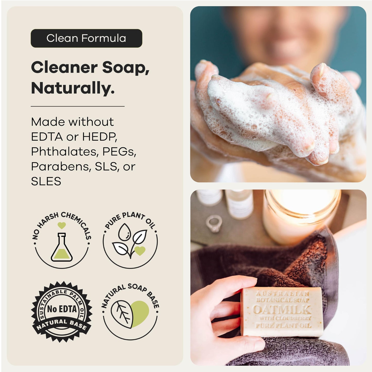 Australian Botanical Soap Oat Milk with Cloudberry - Triple Milled 6.6 oz Bar Soap with Shea Butter, Face Hand & Body Soap Bars, Pack of 4 Beauty & Personal Care Australian Botanical Soap