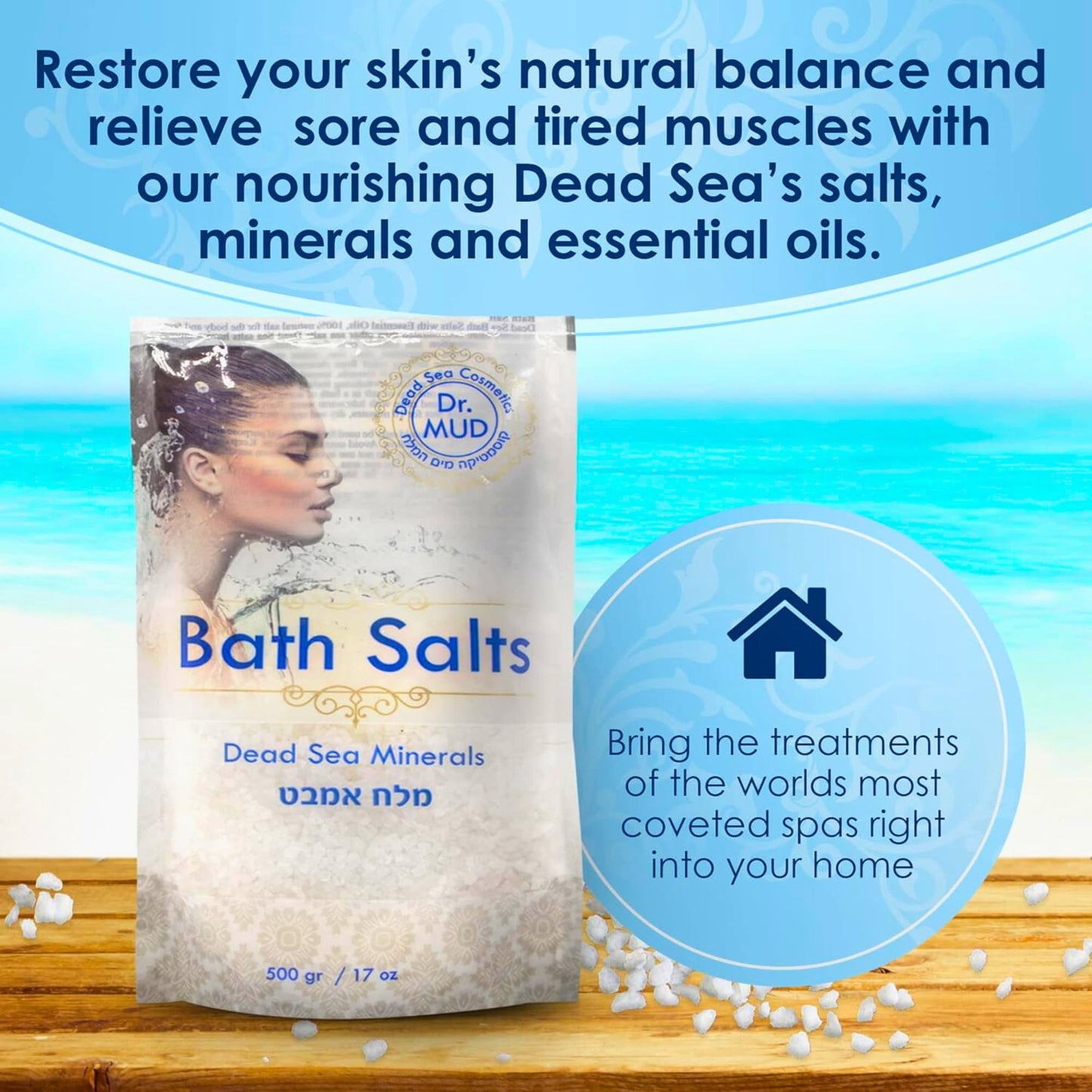 Natural Dead Sea Salt 100% Mineral-Rich Bath Soak, More Minerals Than Epsom Salt, Deep Relaxation, Detox, Exfoliates & Softens Skin, Helps Psoriasis Beauty and Personal Care DR.MUD DEAD SEA COSMETICS