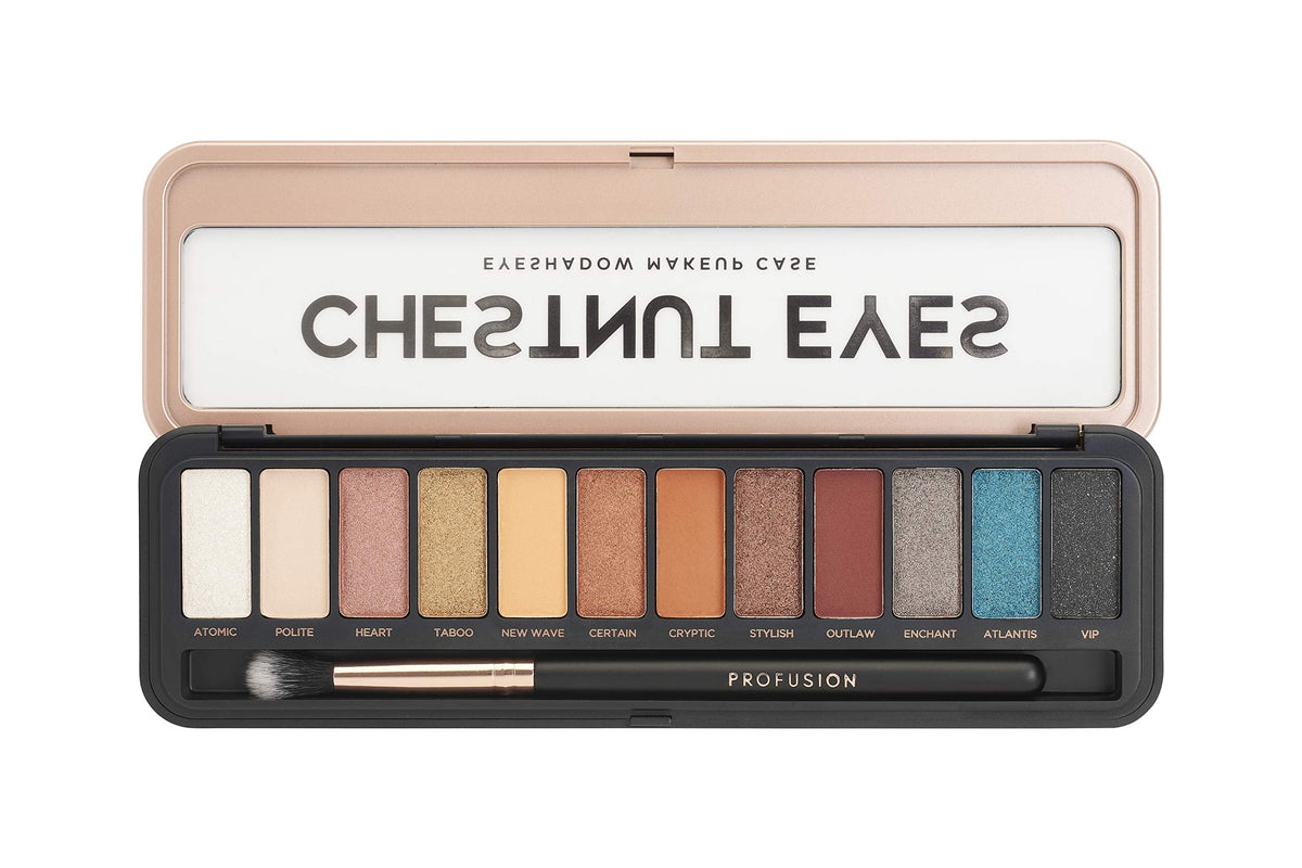 Profusion Cosmetics Chestnut Eyes Eyeshadow Palette - Ultra-Blendable High Pigmented Long Lasting Waterproof Eye Shadow Pallet Pro Makeup Case Beauty & Personal Care Profusion Cosmetics