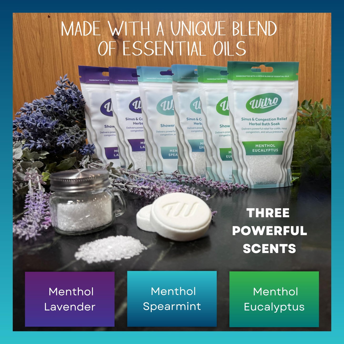 Wilro Soothing, Aromatic Bath Salts, 3 Pack, Menthol Spearmint (Menthol Spearmint) Beauty and Personal Care Wilro