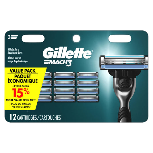 Gillette Mach 3 Razor Refils 12 pack Beauty and Personal Care Gillette Default Title