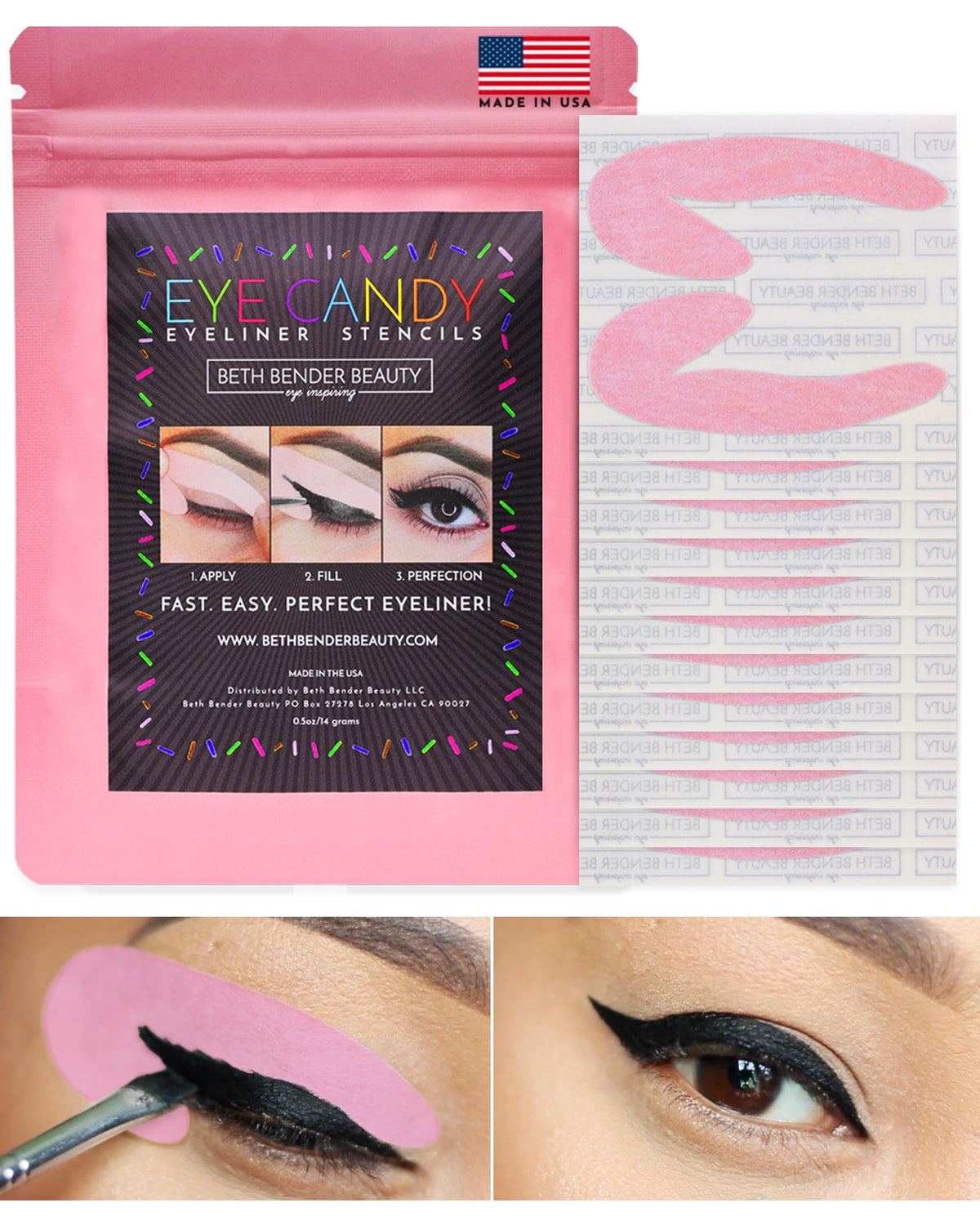Eyeliner Stencils by Beth Bender - Reusable Winged and Cat Eye Stencil Tool - Made in USA (24 Pack) Beauty & Personal Care Beth Bender Beauty