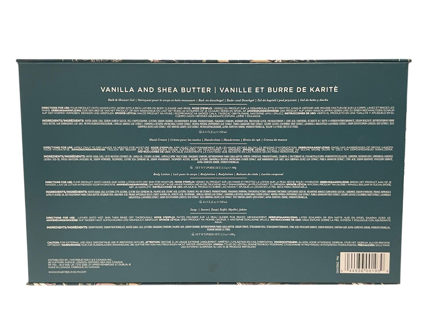 Crabtree & Evelyn Vanilla & Shea Butter Collection Set (Bath & Shower Gel 8.4 fl oz, Hand Therapy 3.5 oz, Body Lotion 8.4 fl oz, Bar Soap 3.5 oz) Beauty & Personal Care Crabtree & Evelyn