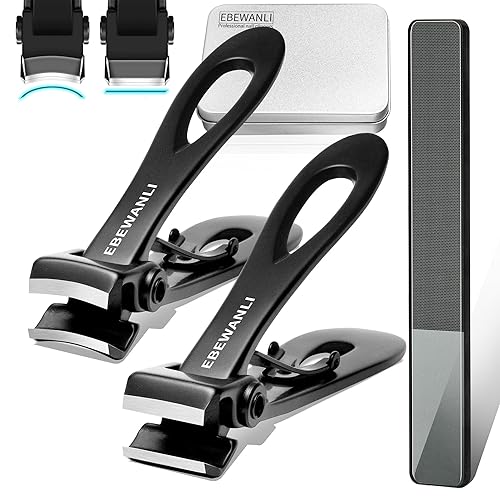 EBEWANLI Nail Clippers Set, Toe Nail Clippers for Men, 17mm Wide Jaw Opening Toenail Clippers for Thick Toenails, Straight and Curved Blade Heavy Duty Beauty & Personal Care EBEWANLI