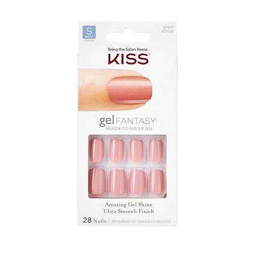 Kiss Nails GEL FANTASY Short Design Nails w/Adhesive Tabs & Glue (KGN12-RIBBONS) (1 PACK) Beauty & Personal Care KISS