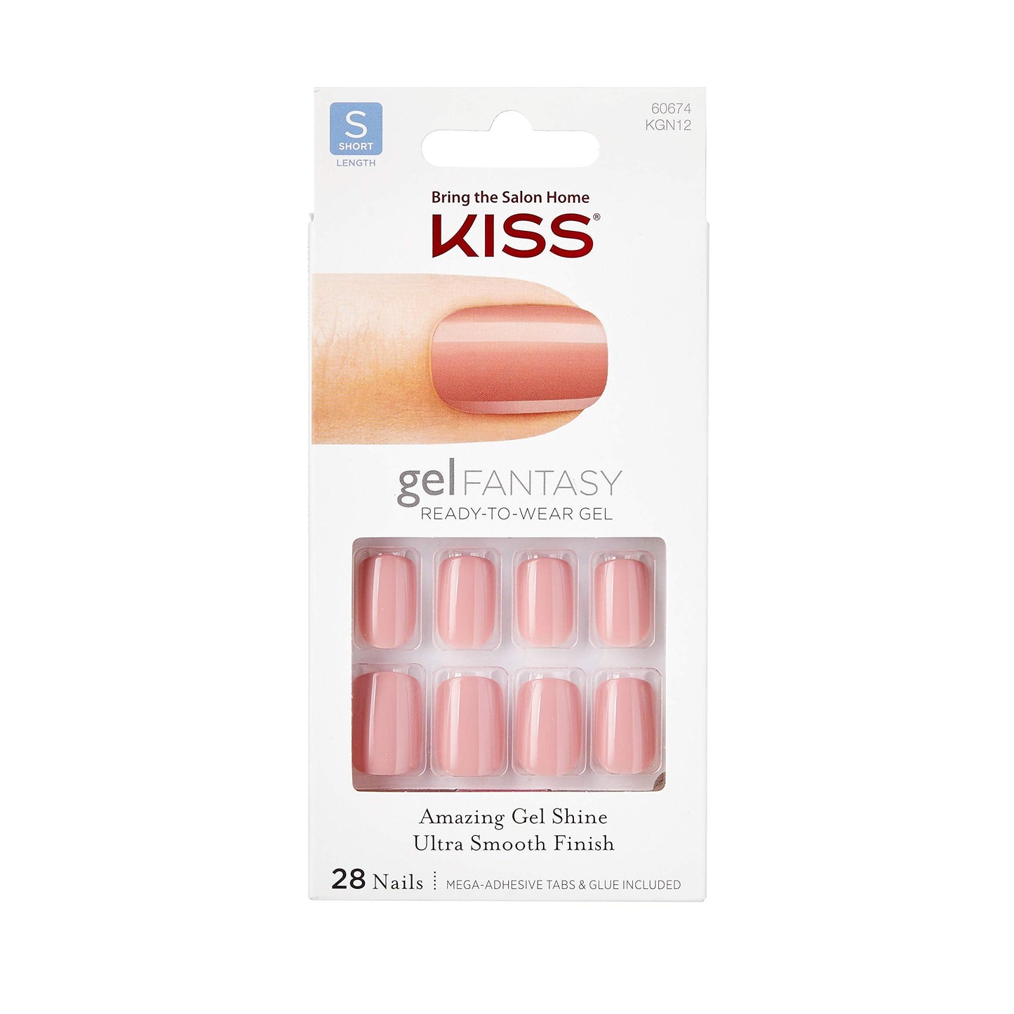 Kiss Nails GEL FANTASY Short Design Nails w/Adhesive Tabs & Glue (KGN12-RIBBONS) (1 PACK) Beauty & Personal Care KISS