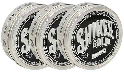 Shiner Gold Pomade | Strong Hold | High Shine | Water-based | Coconut Scent, 4oz. Pack of 3 Beauty & Personal Care Shiner Gold Pomade