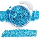 Blue Face Body Glitter,Mermaid Sequins Makeup Glitters Face Paint, Chunky Sparkling Glitter Gel for Women,Holographic Chunky Sequins Glitters for Eye Beauty & Personal Care TUHPIBK