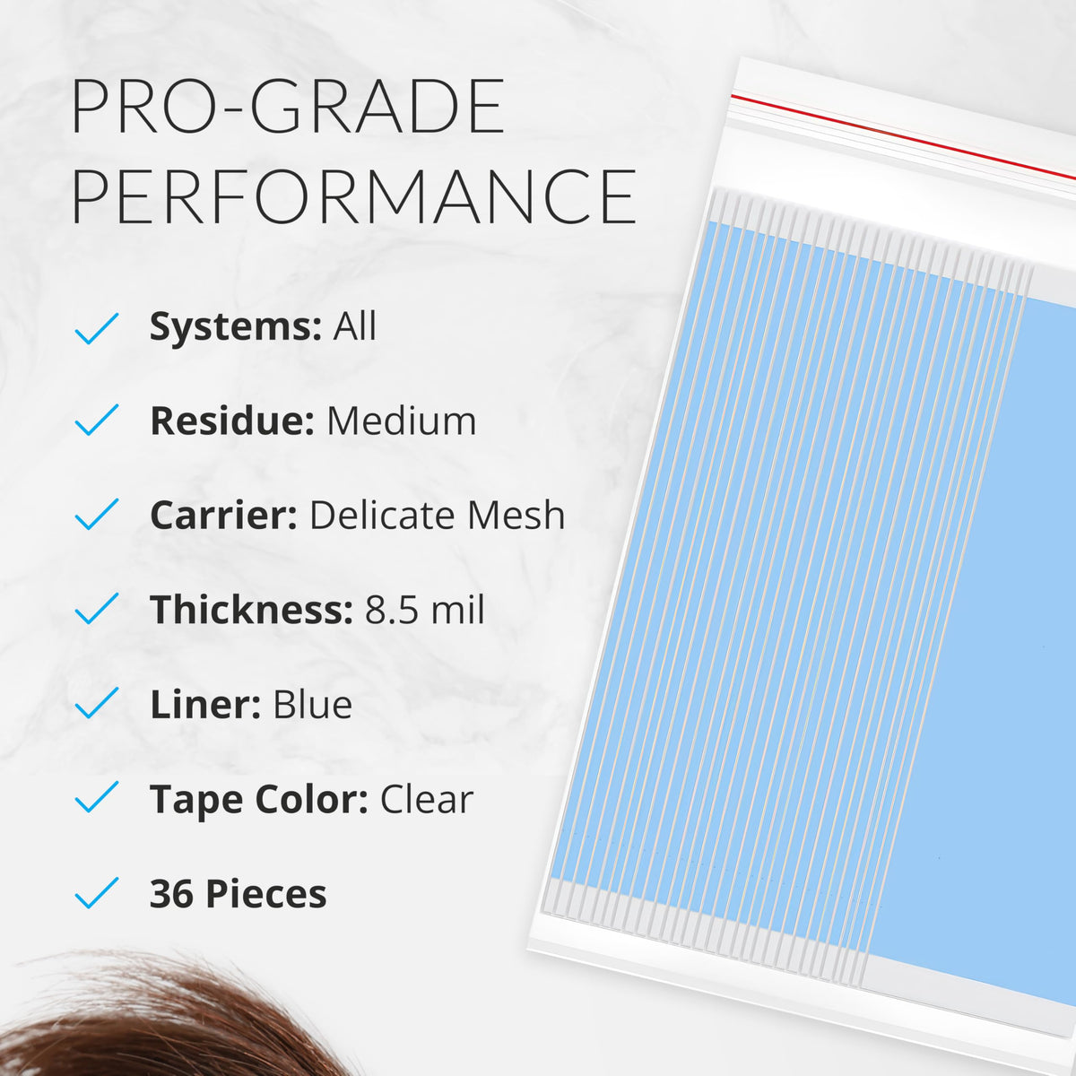 Walker Tape Lace Front Support Tape Strips 1" x 3", Double Sided Wig Tape for Lace Systems, Toupees, and Tape in Hair Extensions Human Hair,