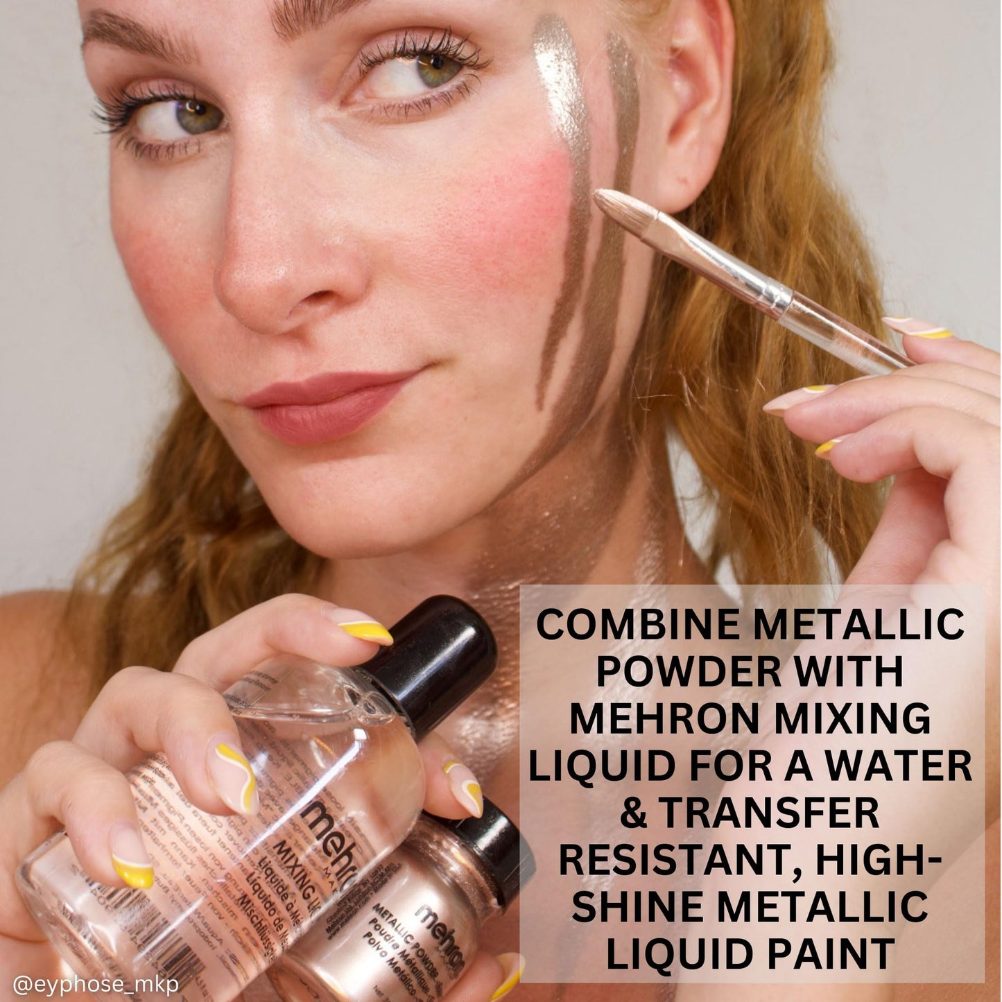 Mehron Makeup Metallic Powder (.17 oz) with Mixing Liquid (1 oz) (BRONZE) Beauty & Personal Care Mehron