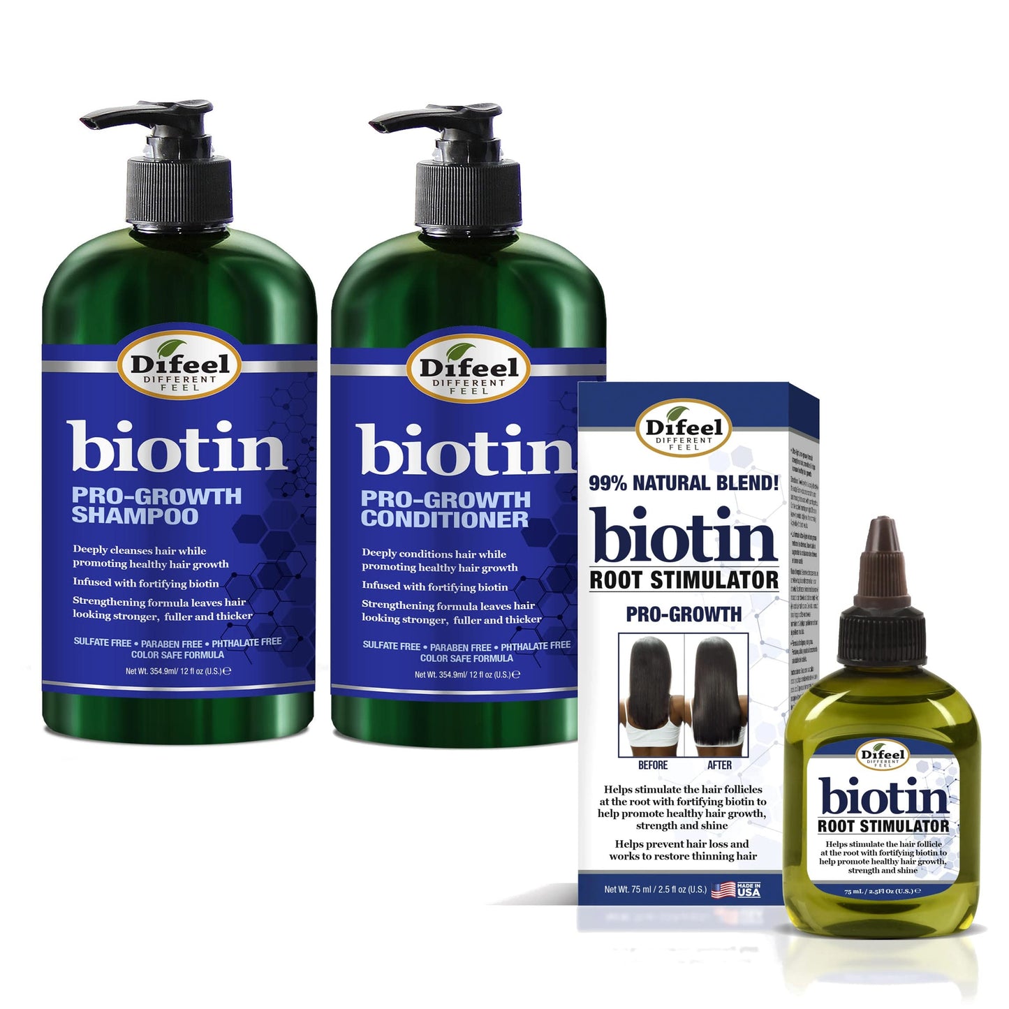 Difeel Biotin 3-PC Cleanse and Root Treatment Hair Growth Set Beauty & Personal Care Difeel