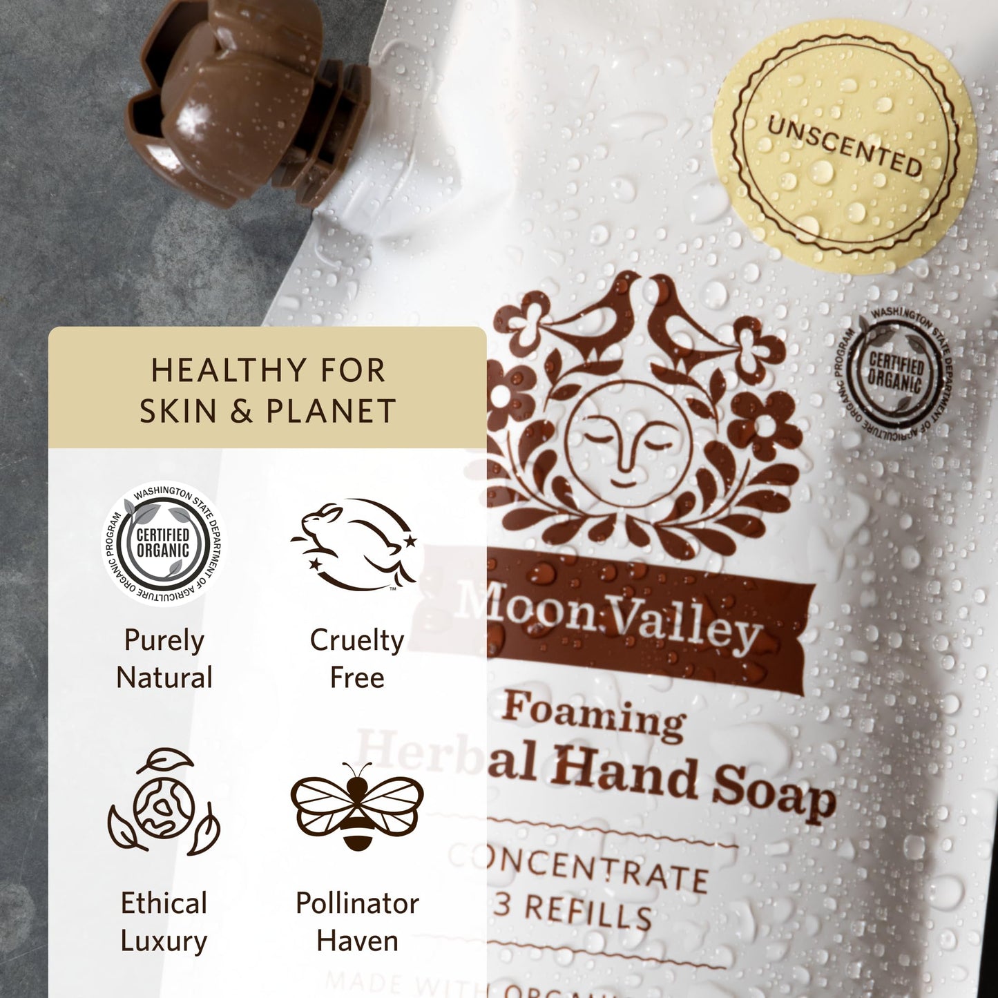 Moon Valley Foaming Hand Soap Refill Pouch, Two-Pack Unscented Soap, Vegan and Non-GMO, Environmentally Friendly Option Beauty & Personal Care Moon Valley Organics