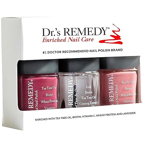 Dr’s Remedy 3 Pack Nail Polish Kit, ANNIVERSARY Kit, All Natural Enriched Nail Strengthener Non Toxic and Organic - BRAVE Berry/TOTAL Two-in-One Beauty & Personal Care Dr.'s Remedy