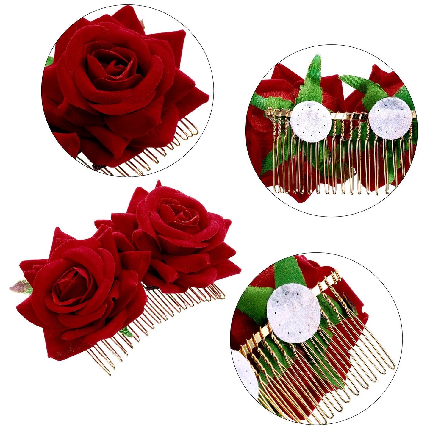 Bememo 2 Pack Women Rose Flower Hair Clip Rose Side Combs Flamenco Flowers Day of The Dead Costumes Mexican Hair Accessories for Wedding Party Decor Beauty & Personal Care Bememo