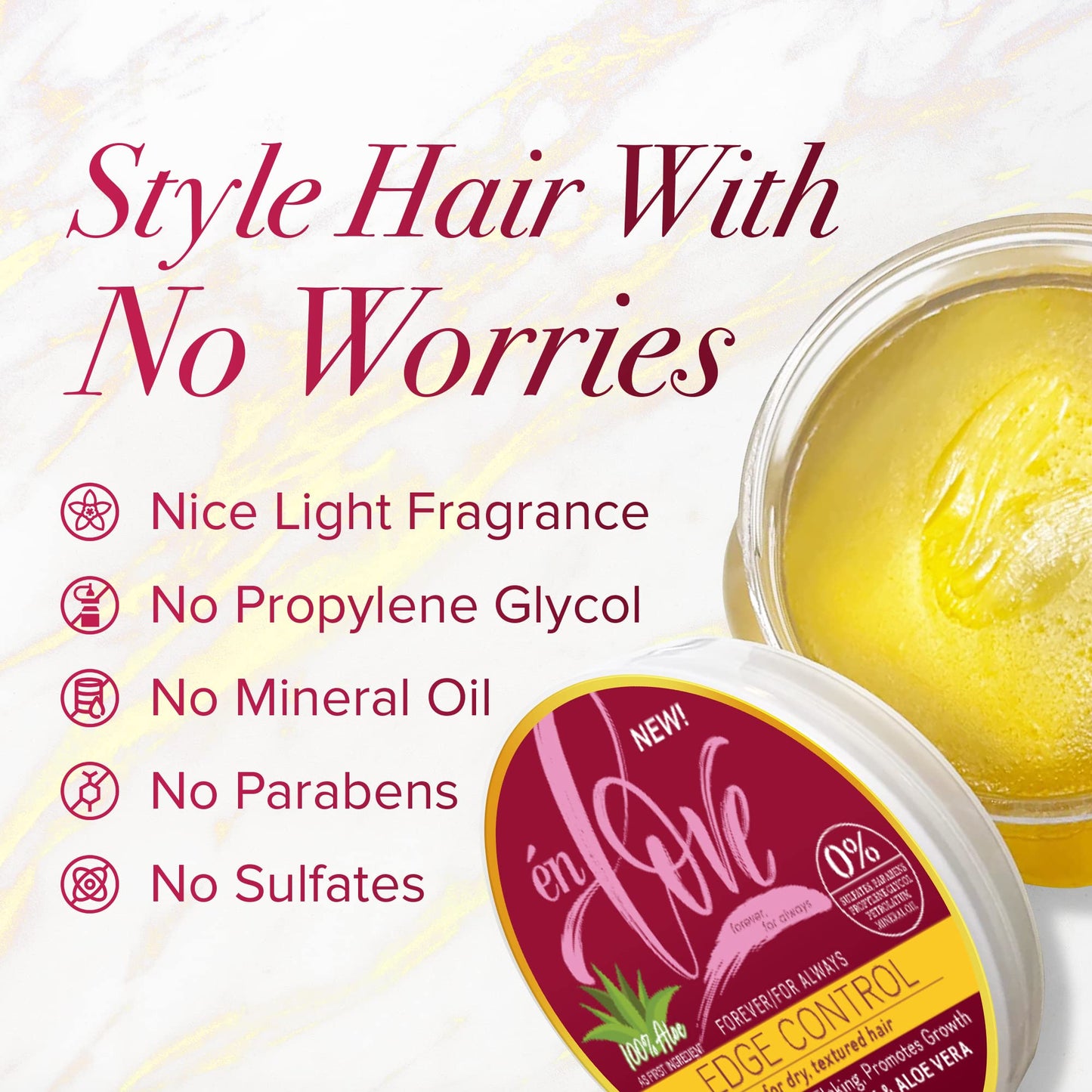 én Love Forever for Always Edge Control Hair Gel with Natural Coconut Milk, Pure Aloe Vera and Argan Oil | 48 Hours Extra Hold Pomade | Promotes Beauty & Personal Care én Love