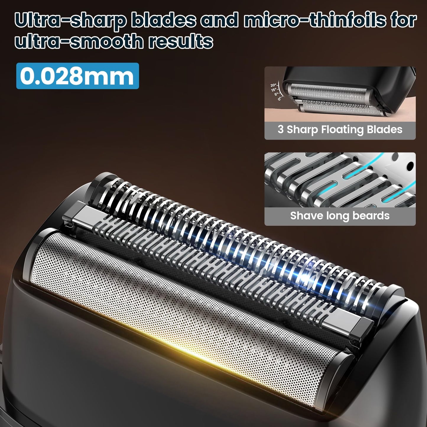 Electric Razor for Men, Electric Foil Shavers with 3 Blade Heads, LED Display&USB-C Fast Charge 90-Minute runtime & IPX7 Waterproof, Wet/Dry Trimmer Beauty and Personal Care colorelvesing