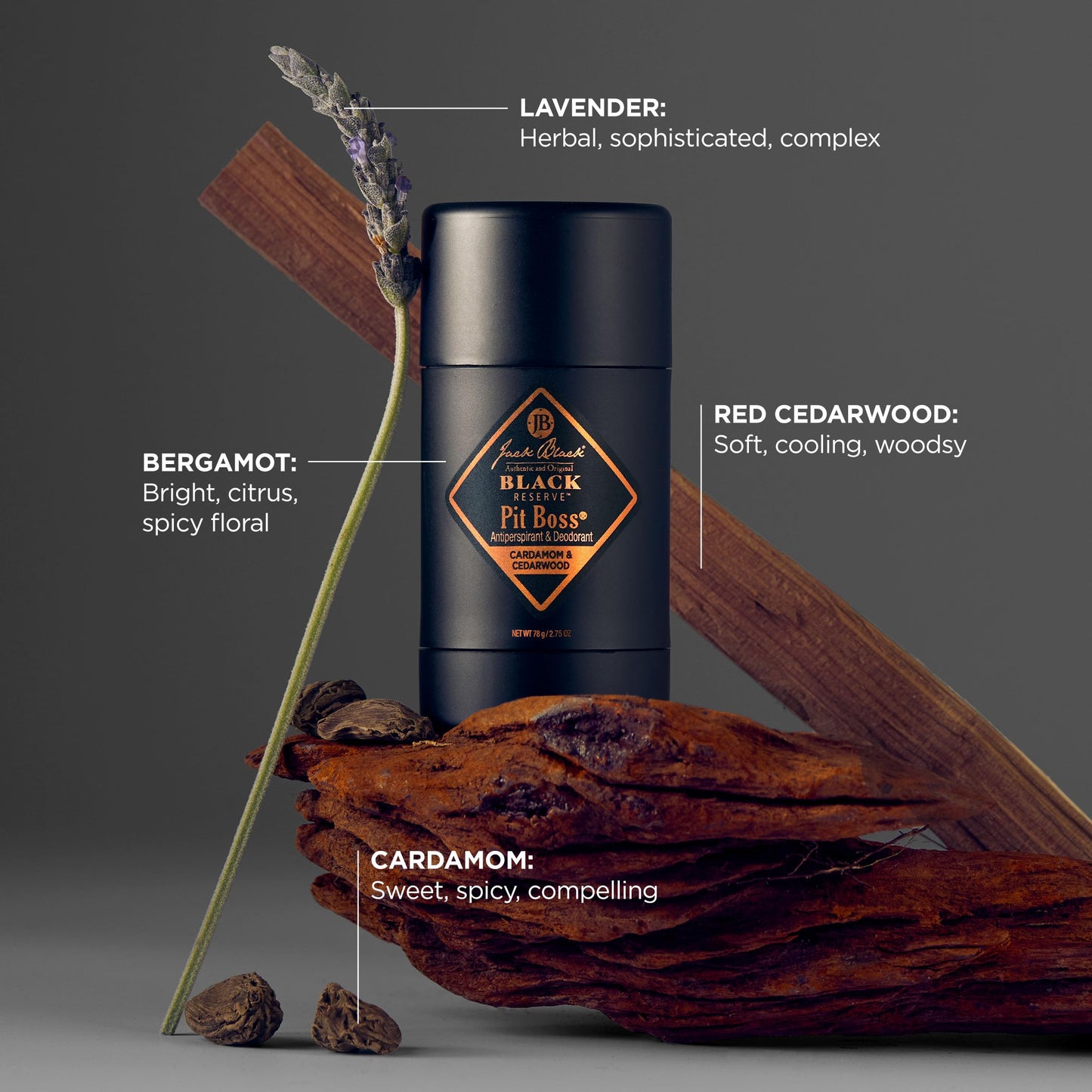 Jack Black Pit Boss Black Reserve Antiperspirant & Deodorant Men - 2.75 oz - Cardamom & Cedarwood - Mens Deodorant for Sensitive Skin Beauty & Personal Care Jack Black