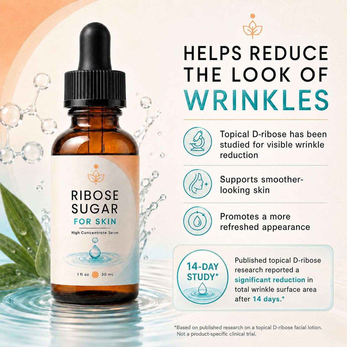 D-Ribose Sugar For Skin Serum - Ribose Sugar for Skin - Face Serum - Skin Serum - Glow Serum - Ribose Face Serum - 1 fl oz - Unscented Beauty & Personal Care Laré Naturals