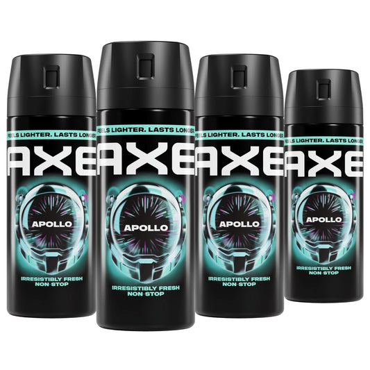 AXE Body Spray 4 Count Apollo 48 Hour All Over Fresh Aluminum Free 2.9 oz Beauty and Personal Care AXE