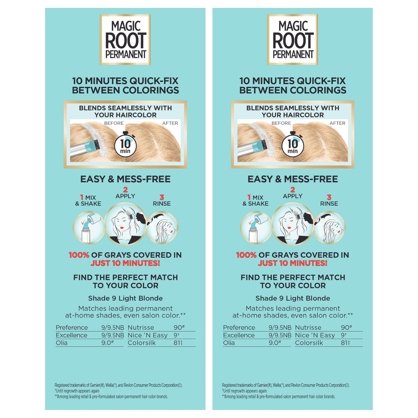 L’Oréal Paris Magic Root Permanent Hair Color, 10 Minute Hair Dye Kit to Rescue Roots with 100% Gray Hair Coverage, 9 Light Blonde, 2 Pack (Packaging Beauty & Personal Care L'Oreal Paris