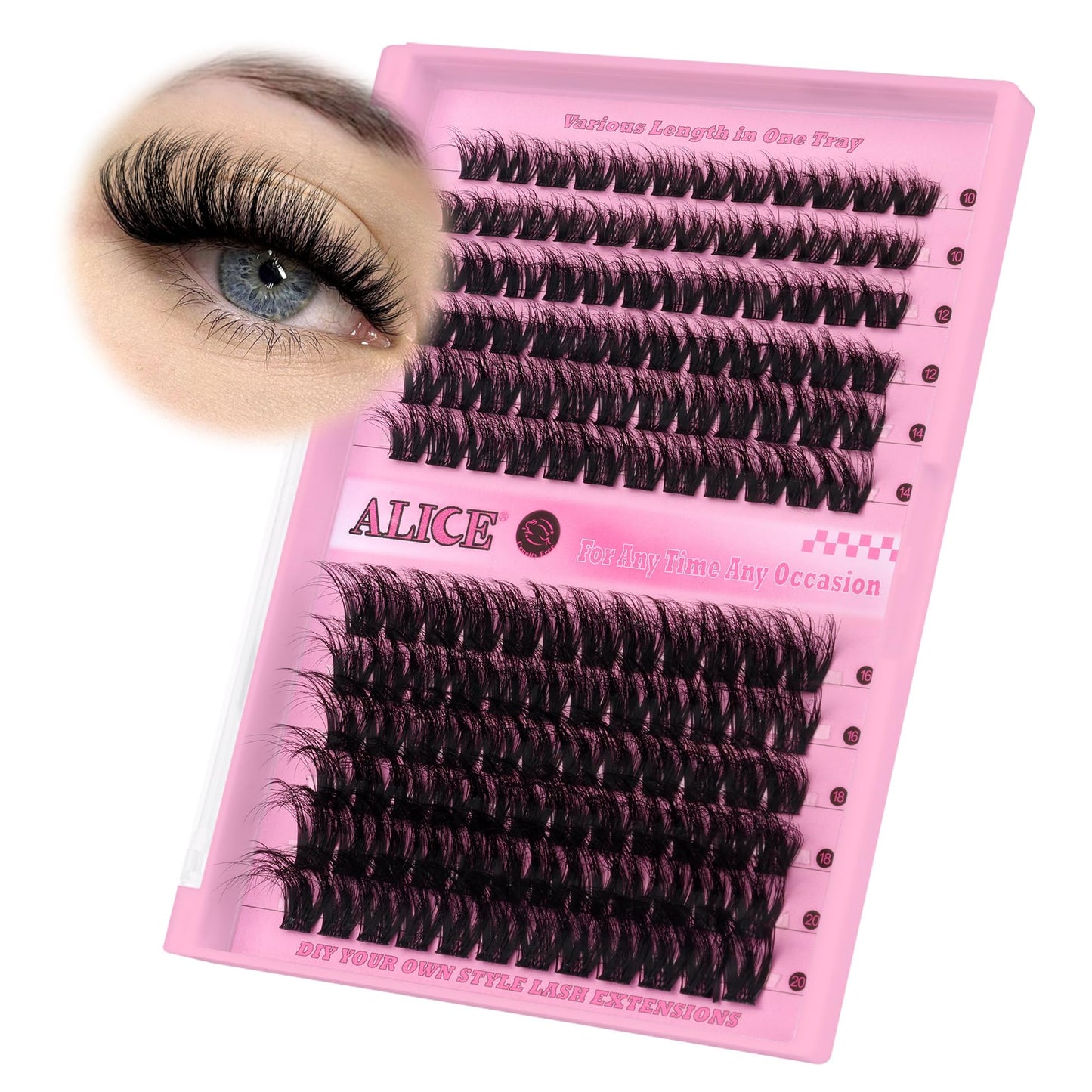 Lash Clusters DIY Lash Extensions 10-20MM Cluster Eyelashes 144pcs Wispy Volume Individual Lashes Eyelash Extensions DIY at Home by ALICE Beauty & Personal Care ALICE