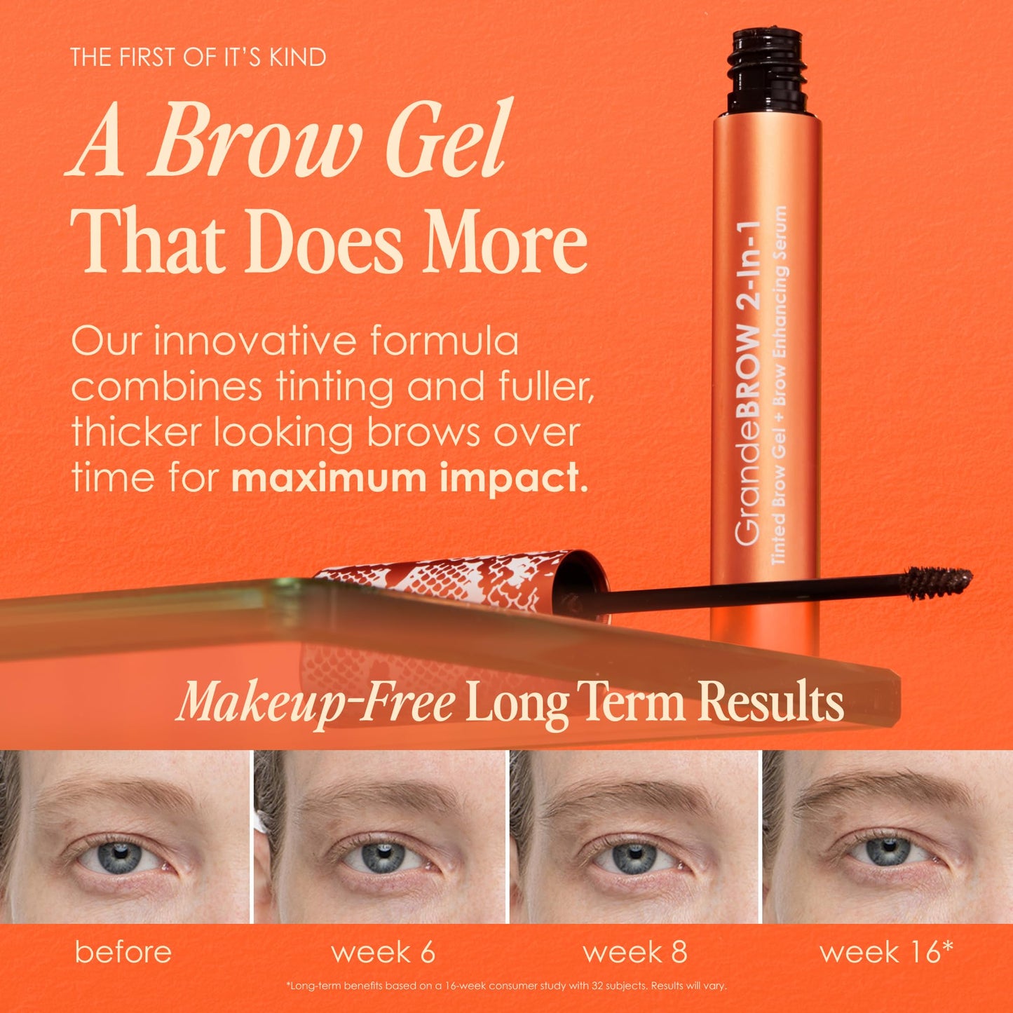 Grande Cosmetics GrandeBROW 2-in-1 Tinted Brow Gel + Brow Enhancing Serum for Thicker & Darker-Looking Eyebrows, Shape & Fill Brows, with Castor Oil Beauty and Personal Care Grande Cosmetics